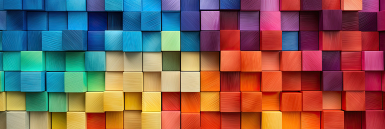 Visuel avec carrés colorés, illustration pour sensibilisation à l'autisme